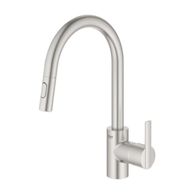 Grohe Feel serie keukenmengkraan hoge uitloop 2 straalsoorten draaibaar uittrekbaar 2 standen Supersteel 31486DC1 5