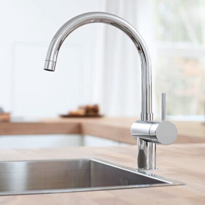 Grohe Minta eengreepse keukenmengkraan hoge uitloop met zwenkhoek en StarLight afwerking 32917DL0 5