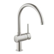 Grohe Minta PVD steel eengreeps keukenmengkraan met draaibare ronde uitloop en 3/8 aansluiting 32917DC0 Grohe Minta PVD steel eengreeps keukenmengkraan met draaibare ronde uitloop en 3/8 aansluiting 32917DC0