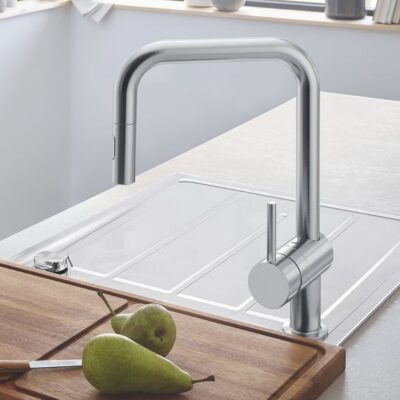 Grohe Minta Supersteel eenhendel keukenmengkraan met uittrekbare spoeldouche draaibaar uittrekbaar 32322DC2 5