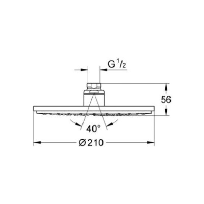 Grohe Rainshower Cosmopolitan hoofddouche 210mm met regenstraal en waterbesparing chroom 2836800E 6 Grohe Rainshower Cosmopolitan hoofddouche 210mm met regenstraal en waterbesparing chroom 2836800E 6