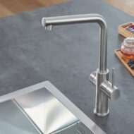 Grohe Red Duo Supersteel L-uitloop kraan met boiler – Haaks Draaibaar 2 standen 30325DC1
