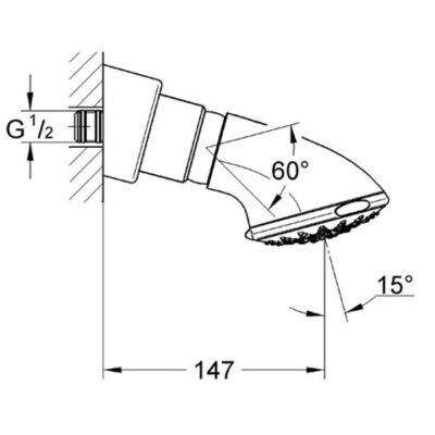 Grohe Relexa 100 hoofddouche met 5 straalsoorten chroom kogelgewricht en antikalk-systeem 27062000 6 Grohe Relexa 100 hoofddouche met 5 straalsoorten chroom kogelgewricht en antikalk-systeem 27062000 6