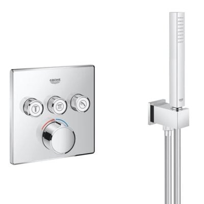 GROHE SmartControl inbouw regendouchesysteem met kubus douchekopset en antikalk chroom 34712000 5