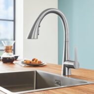Grohe Zedra eenhendel keukenmengkraan draaibaar uittrekbaar Supersteel 32294DC2 Grohe Zedra eenhendel keukenmengkraan draaibaar uittrekbaar Supersteel 32294DC2