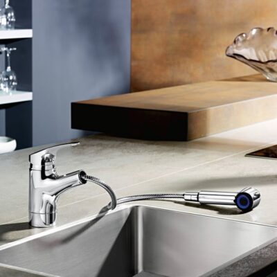 Hansa Hansamix spoeltafel eenhendel-een-gats kraan uittrekbaar chroom 1382283 6