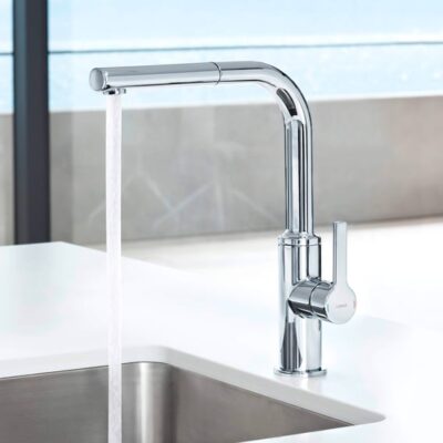 Hansa Hansaronda draaibare uittrekbare chroom spoeltafel eenhendel eengats kraan 54912273 4