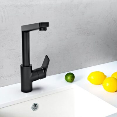 Hansa HansaTwist spoelbak eengreeps eengatskraan mat-zwart draaibaar 920220333 4