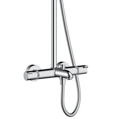 Hansgrohe Crometta E thermostatische opbouw regendoucheset met baduitloop 240 x 240 mm chroom 27298000 5