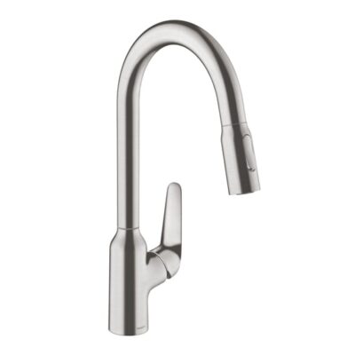 Hansgrohe Focus M42 keukenmengkraan 220 uittrekbaar 2 straalsoorten haaks draaibaar edelstaal finish 71800800 6