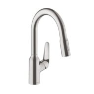 Hansgrohe Focus M42 keukenmengkraan uittrekbaar 2 straalsoorten haaks draaibaar edelstaal finish 71801800 Hansgrohe Focus M42 keukenmengkraan uittrekbaar 2 straalsoorten haaks draaibaar edelstaal finish 71801800