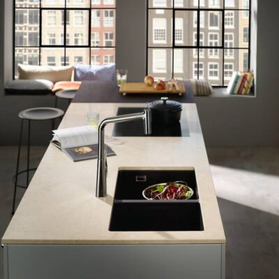 Hansgrohe Metris M71 keukenmengkraan 320 uittrekbaar 2 straalsoorten sBox Edelstraal finish 73801800 11