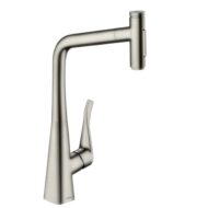 Hansgrohe Metris Select M71 keukenmengkraan 320 uittrekbaar 2 straalsoorten edelstaal finish 73820800