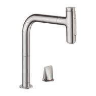 Hansgrohe Metris Select M71 keukenmengkraan uittrekbaar sproeier 2straal sBox edelstraal finish 73818800 Hansgrohe Metris Select M71 keukenmengkraan uittrekbaar sproeier 2straal sBox edelstraal finish 73818800