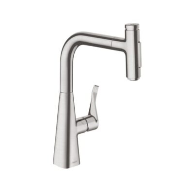 Hansgrohe Metris Select M71 keukenmengkraan uittrekbaar 2 straalsoorten edelstaal finish 73817800 10