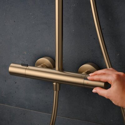 Hansgrohe Pulsify S Puro thermostatische opbouw regendoucheset met EcoSmart Ø260 mm brons geborsteld 24237140 5