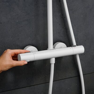 Hansgrohe Pulsify S Puro thermostatische opbouw regendoucheset met EcoSmart Ø260 mm mat-wit 24223700 9