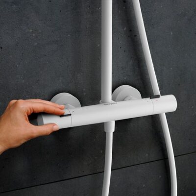 Hansgrohe Pulsify S Puro thermostatische opbouw regendoucheset met EcoSmart Ø260 mm mat-wit 24237700 9