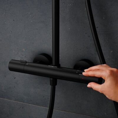 Hansgrohe Pulsify S Puro thermostatische opbouw regendoucheset met EcoSmart Ø260 mm mat-zwart 24223670 5