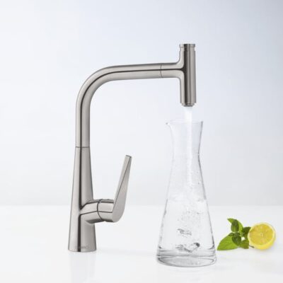Hansgrohe Talis Select M51 keukenmengkraan 300 uittrekbaar draaibaar edelstaal finish 72821800 5