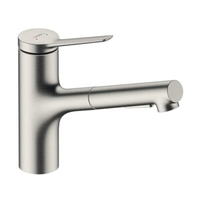 Hansgrohe Zesis M33 eengreeps keukenmengkraan 150 uittrekbaar draaibaar 2 straalsoorten edelstraal finish 74821800 5