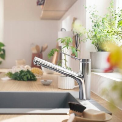 Hansgrohe Zesis M33 eengreeps keukenmengkraan met uittrekbare sproeier 2 straalsoorten – draaibare uitloop – chroom 74821000 7