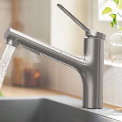 Hansgrohe Zesis M33 eengreeps keukenmengkraan uittrekbaar 2 straalsoorten edelstaal finish 74803800 4