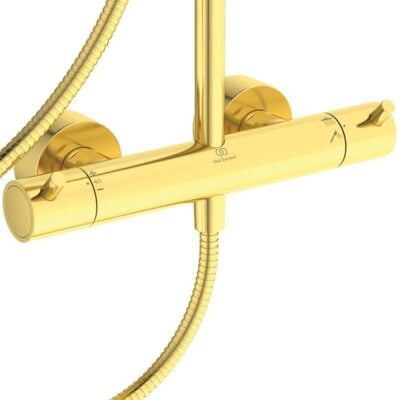 Ideal Standard Ceratherm T125 thermostatische opbouw regendoucheset Ø300 mm goud geborsteld A7589A2 6