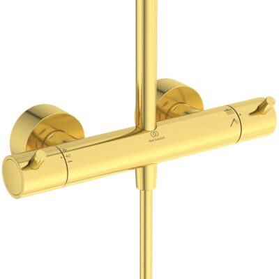 Ideal Standard Ceratherm T125 thermostatische opbouw regendoucheset Ø300 mm goud geborsteld A7689A2 6