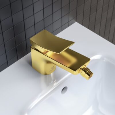 Ideal Standard Conca bidetkraan met trekstang-afvoergarnituur goud geborsteld BC760A2 4