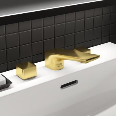 Ideal Standard Conca wastafelkraan met trekstang-afvoergarnituur goud geborsteld BC759A2 5