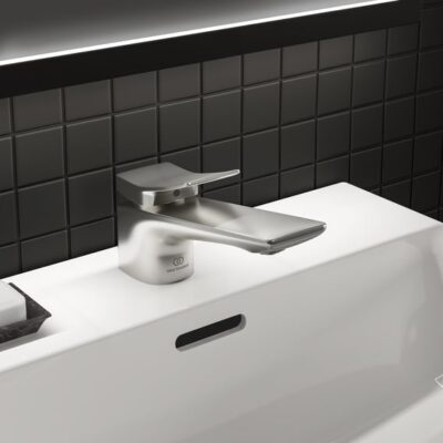 Ideal Standard Conca wastafelkraan met trekstang-afvoergarnituur zilver storm BC753GN 4