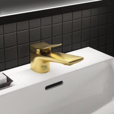 Ideal Standard Conca wastafelkraan met trekstang-afvoergarnituur geborsteld goud geborsteld BC753A2 4