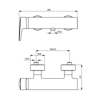 Ideal Standard Connect Blue eengreeps opbouw douchemengkraan 1 verbruiker chroom B9924AA 4