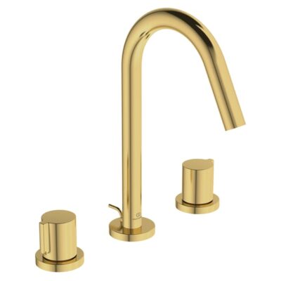 Ideal Standard Joy wastafelkraan met trekstang-afvoergarnituur goud geborsteld BC783A2 4
