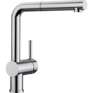 Blanco Linus-S RVS geborsteld keukenmengkraan met haakse uitloop en draaibare sproeislang 517184 Blanco Linus-S RVS geborsteld keukenmengkraan met haakse uitloop en draaibare sproeislang 517184