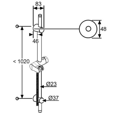 Kludi A-QA douchestang 1100 mm chroom 6209505-00 4