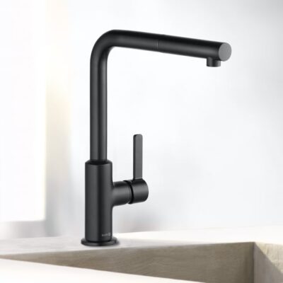 Kludi L-ine S draaibare mat-zwarte keukenmengkraan met hendel 408033975 5
