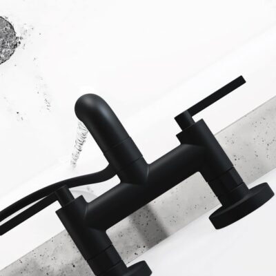 Kludi Nova Fonte Puristic retro badmengkraan opbouw zwart met dichte grepen en tweegreeps bediening 205403915 4