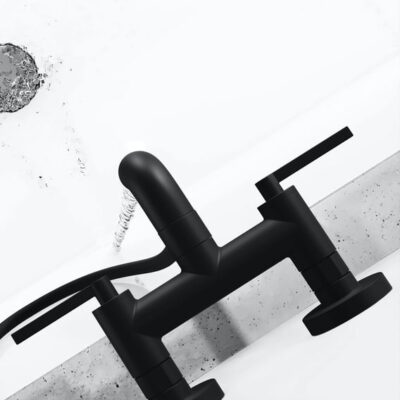 Kludi Nova Fonte Puristic retro badmengkraan opbouw zwart met dichte grepen en tweegreeps bediening 205403915 6