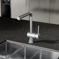 Kludi Steel eenhendel keukenmengkraan draaibaar geborsteld roestvrij staal 45803F877