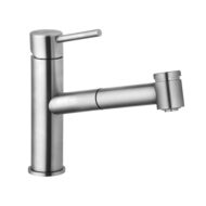 Kludi Steel eenhendel keukenmengkraan uittrekbaar draaibaar geborsteld roestvrij staal 44851F860