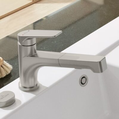 Villeroy & Boch Junis douche eengreeps keukenmengkraan draaibaar uittrekbaar edelstaal finish 928100LC 10