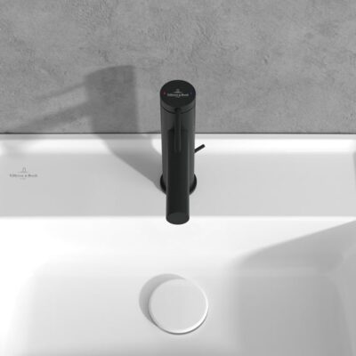 Villeroy & Boch Loop & Friends wastafelkraan met trekstang-afvoergarnituur mat-zwart TVW106102153K5 7