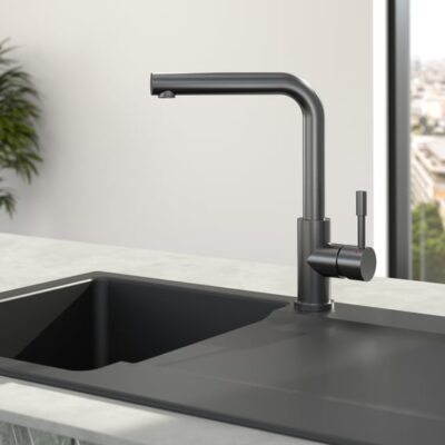 Villeroy & Boch Moderne stalen eengreeps keukenmengkraan – haaks draaibaar antraciet 96680105 5