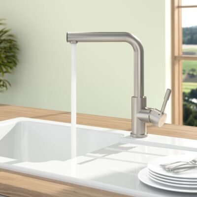 Villeroy & Boch Moderne stalen eengreeps keukenmengkraan – haaks draaibaar edelstraal finish 966801LC 10 Villeroy & Boch Moderne stalen eengreeps keukenmengkraan – haaks draaibaar edelstraal finish 966801LC 10