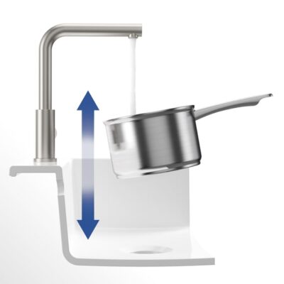 Villeroy & Boch Moderne stalen eengreeps keukenmengkraan lage druk haaks draaibaar edelstraal finish 966811LC 7