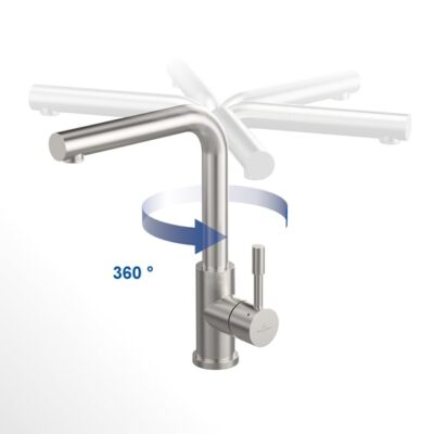 Villeroy & Boch Moderne stalen eengreeps keukenmengkraan lage druk haaks draaibaar edelstraal finish 966811LC 8