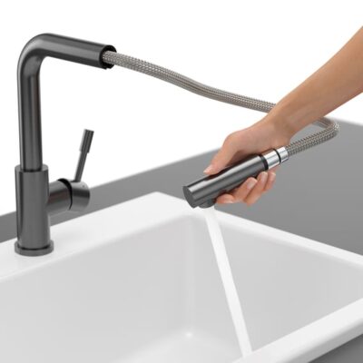Villeroy & Boch stalen douche eengreeps keukenmengkraan haaks antraciet 96970105 7