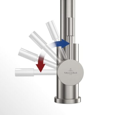 Villeroy & Boch stalen douche eengreeps keukenmengkraan – haaks draaibaar uittrekbaar – edelstraal finish 969701LC 10